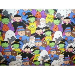 Cute Halloween  "Happy Haunting"  Cotton Fabric Remnant Pieces - 3 total - READ